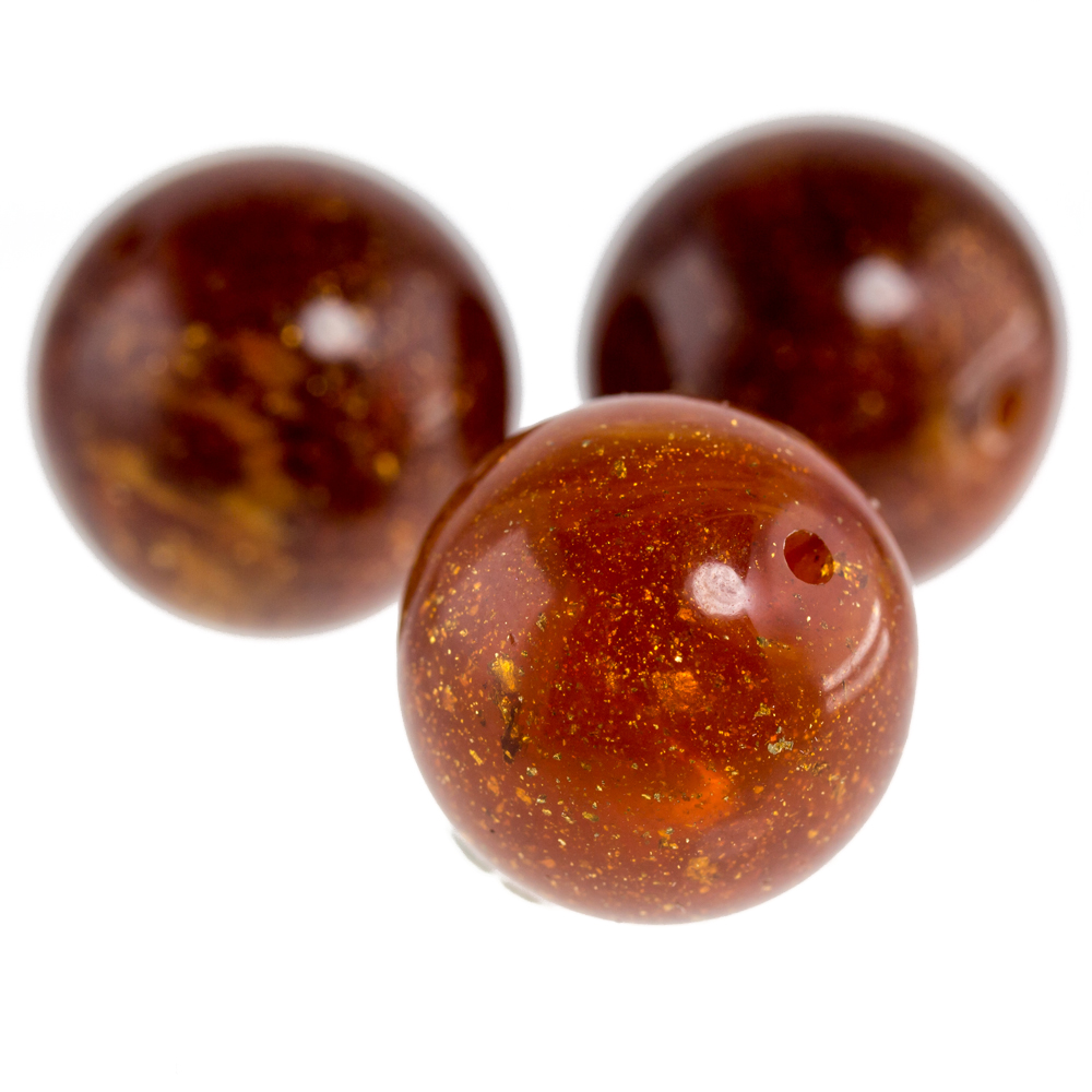 10mm Roundbead in copper brown with glitter Marbled