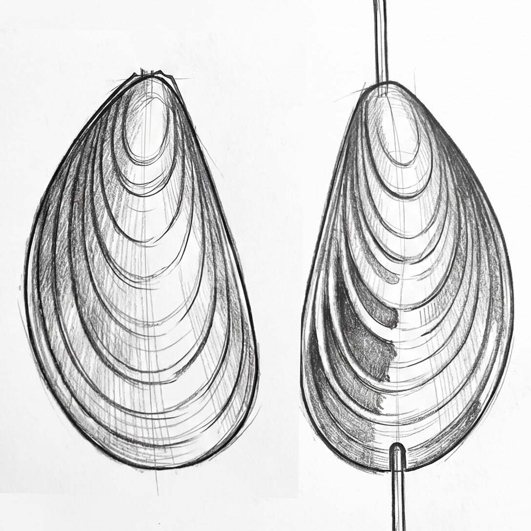 Shell Beads in white AB shiny