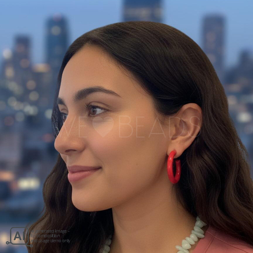 42mm Creole Ring in Fuchsia (1Paar)