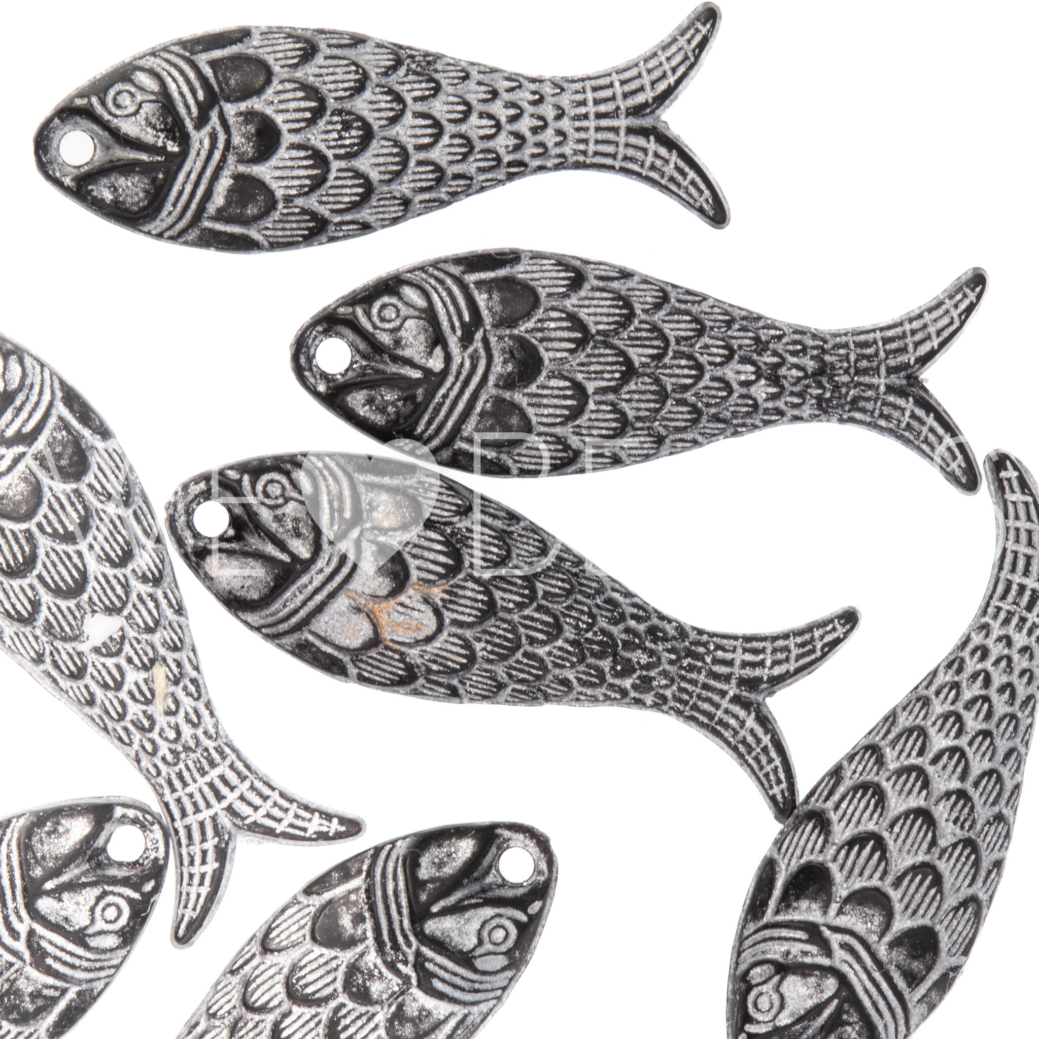 27x9 Fisch Anhänger in Schwarz-silber 2-Ton