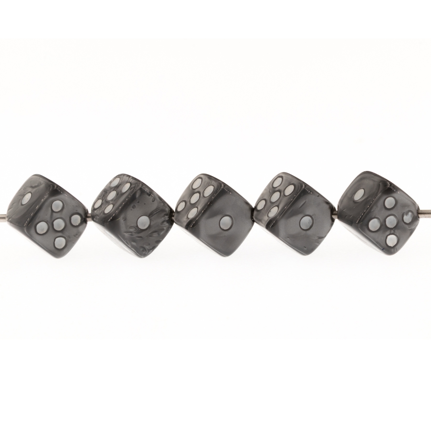 8mm Dice bead - silver grey / white Silk, in