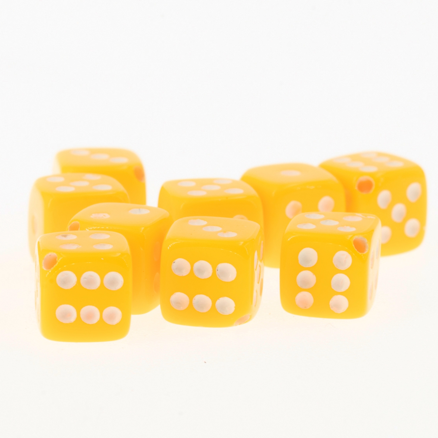 8mm Würfelperle  - gelb / weiß  Satt, 