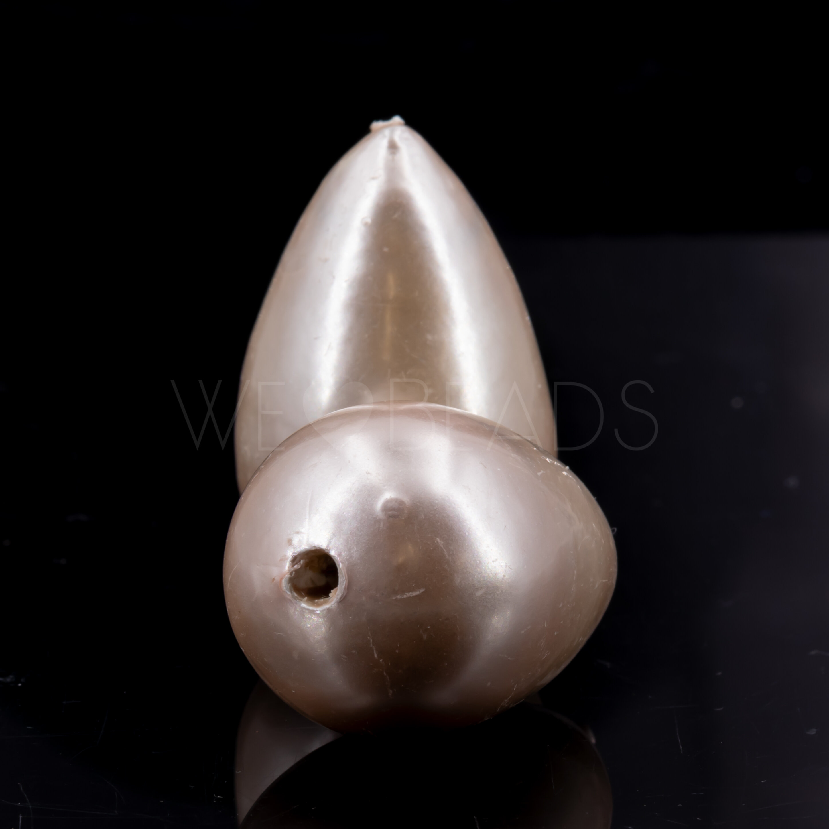 40x23 Paper-Mache Bead Tropfen in beige metallic