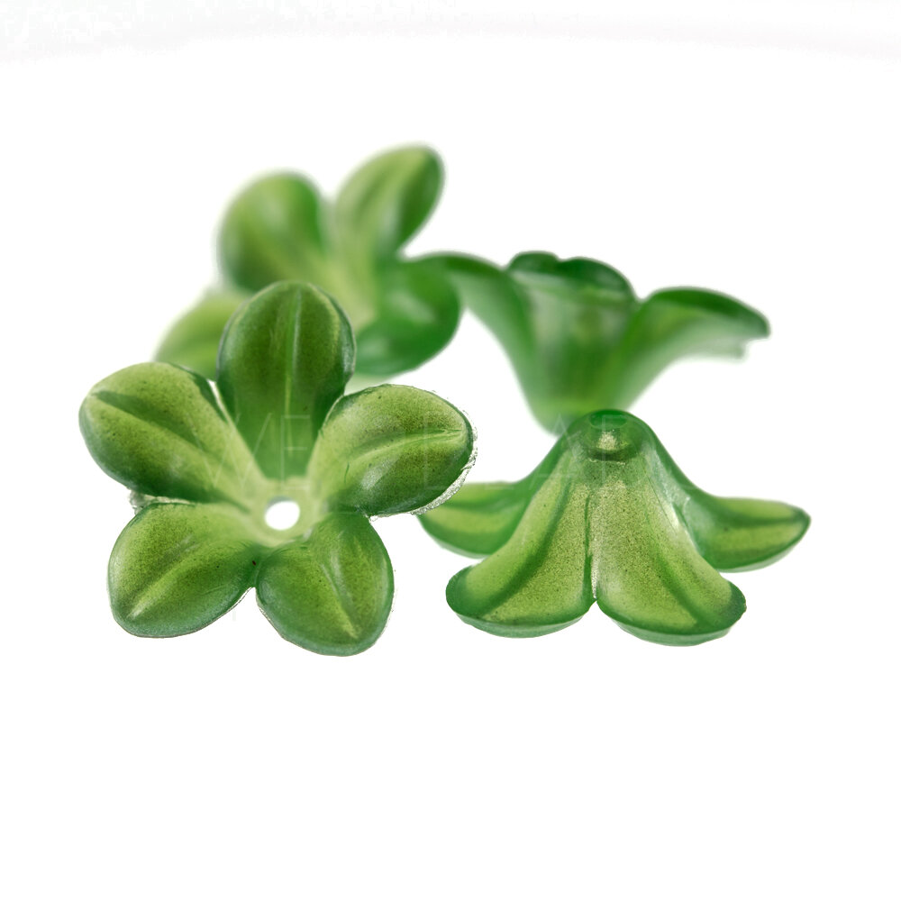 14mm Flower Beads in brilliant green