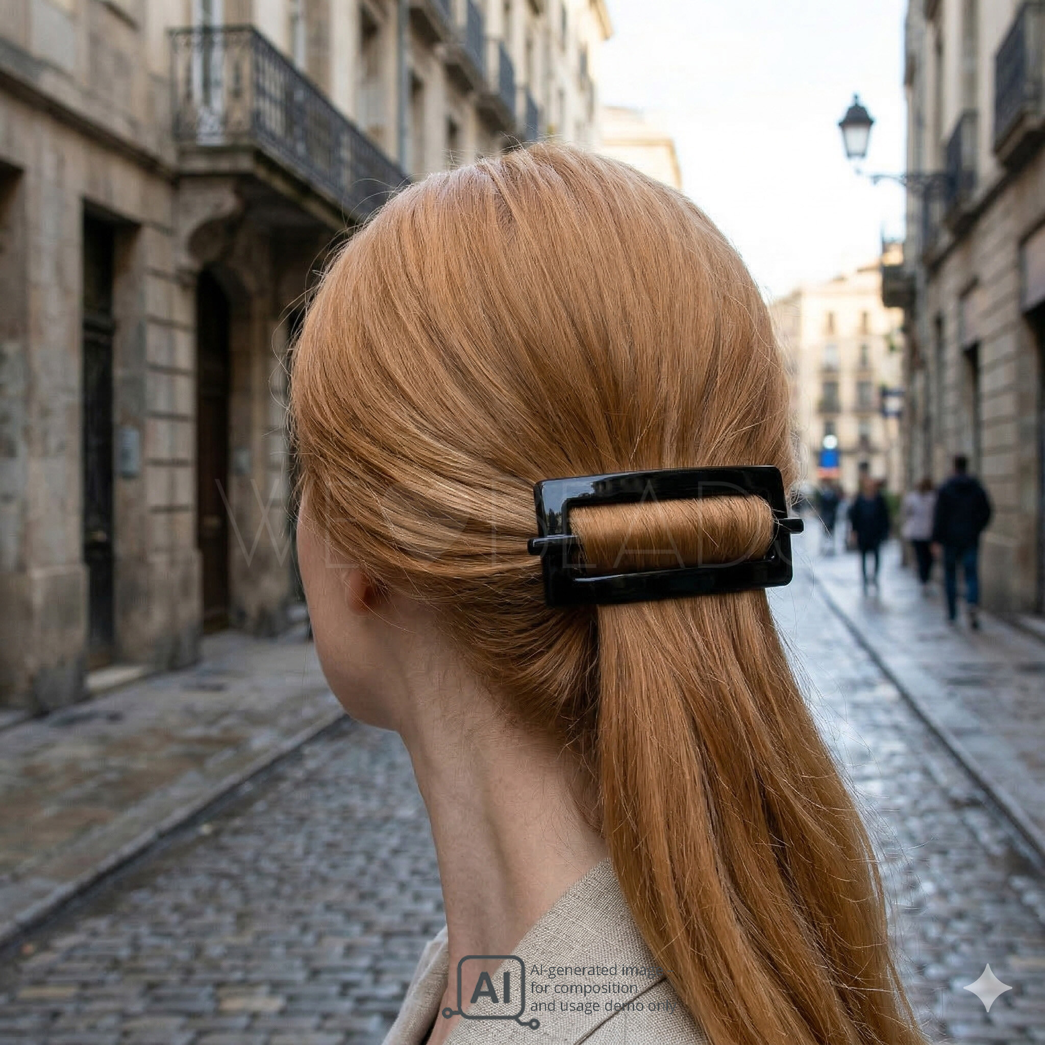 Libellenspange Rechteck in weiß (medium)