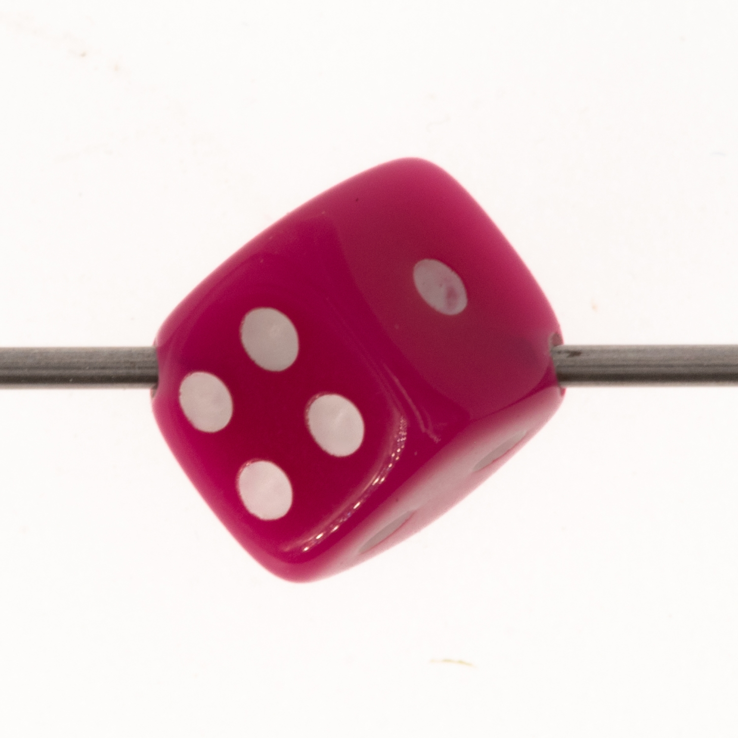 8mm Dice bead - in pink Opaque