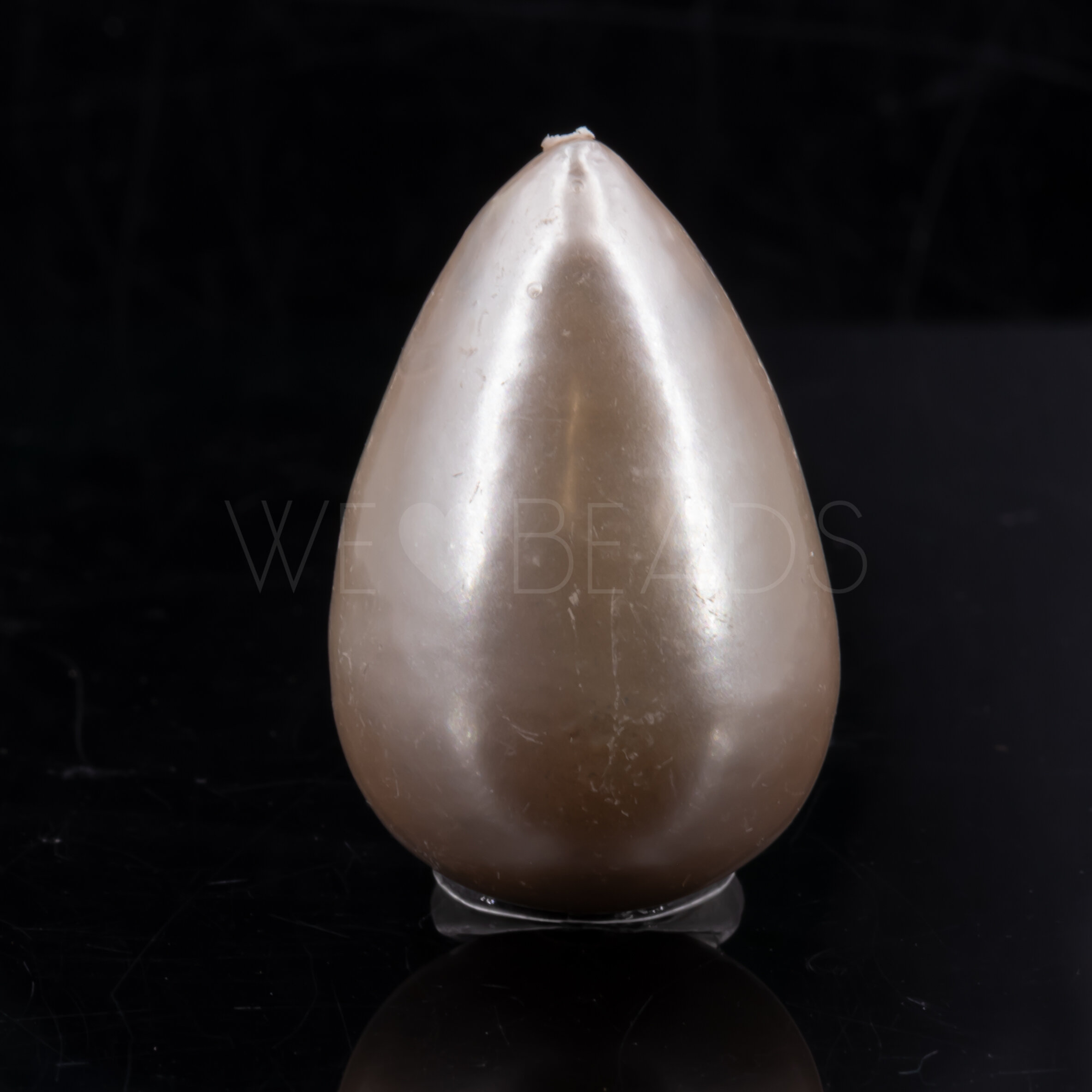 40x23 Paper-Mache Bead Tropfen in beige metallic