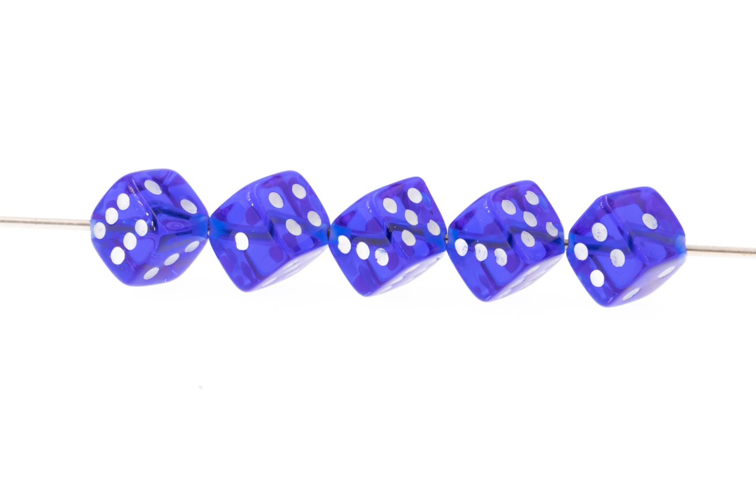  5mm Dice bead - dark blue / white Translucent, in