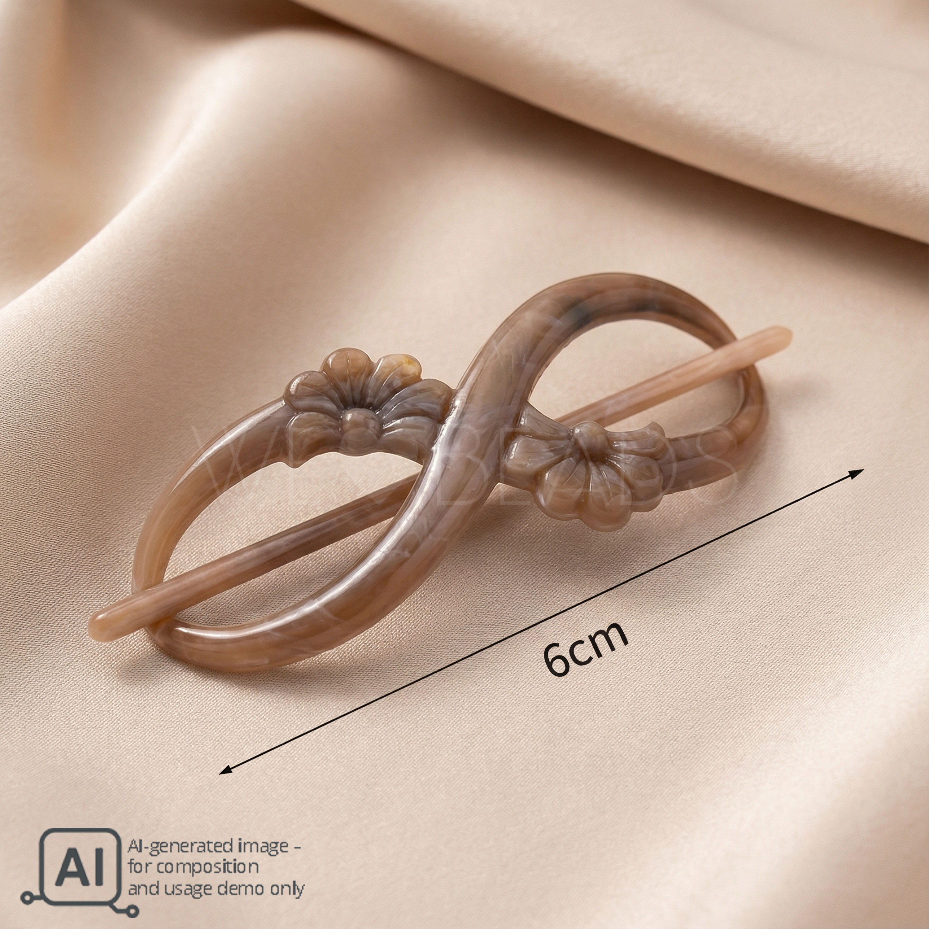 Dragonfly clip  in sandstone beige Marbled, medium