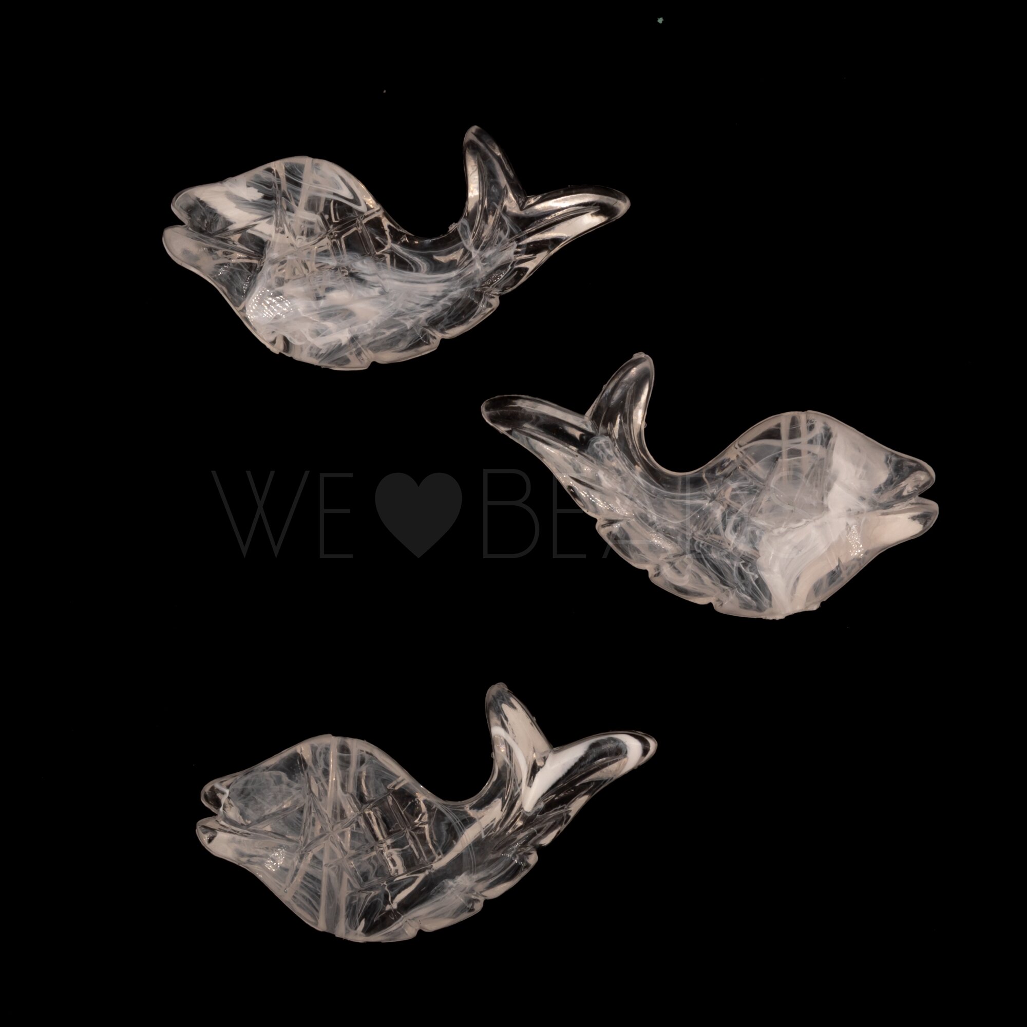 30x15 Fisch Perle in weiß transparent
