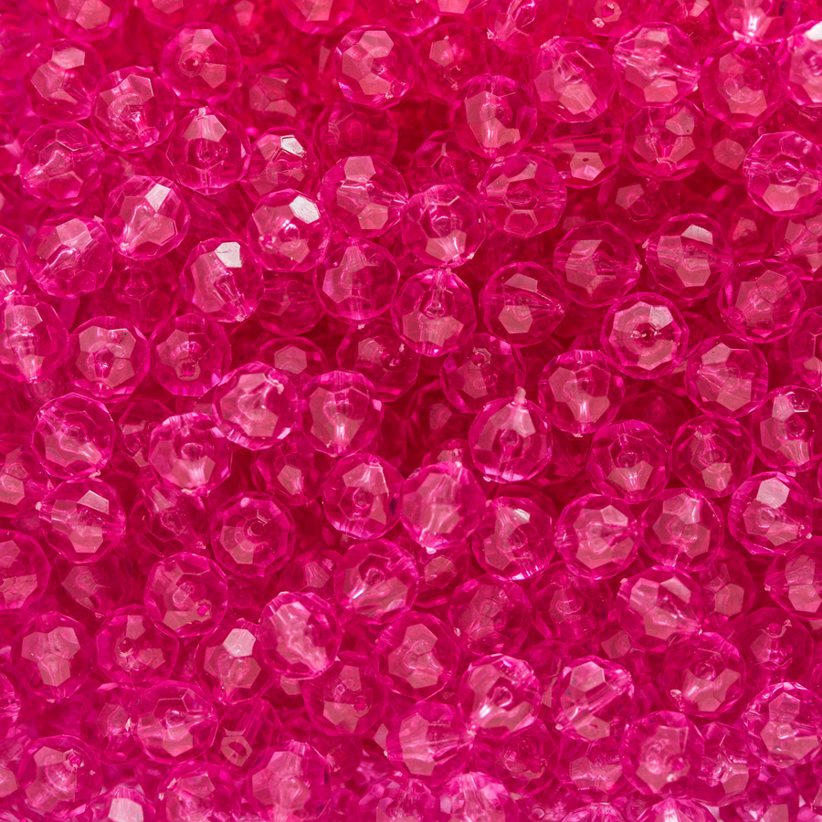 8mm  facettierte Rundperle in  pink Transparent