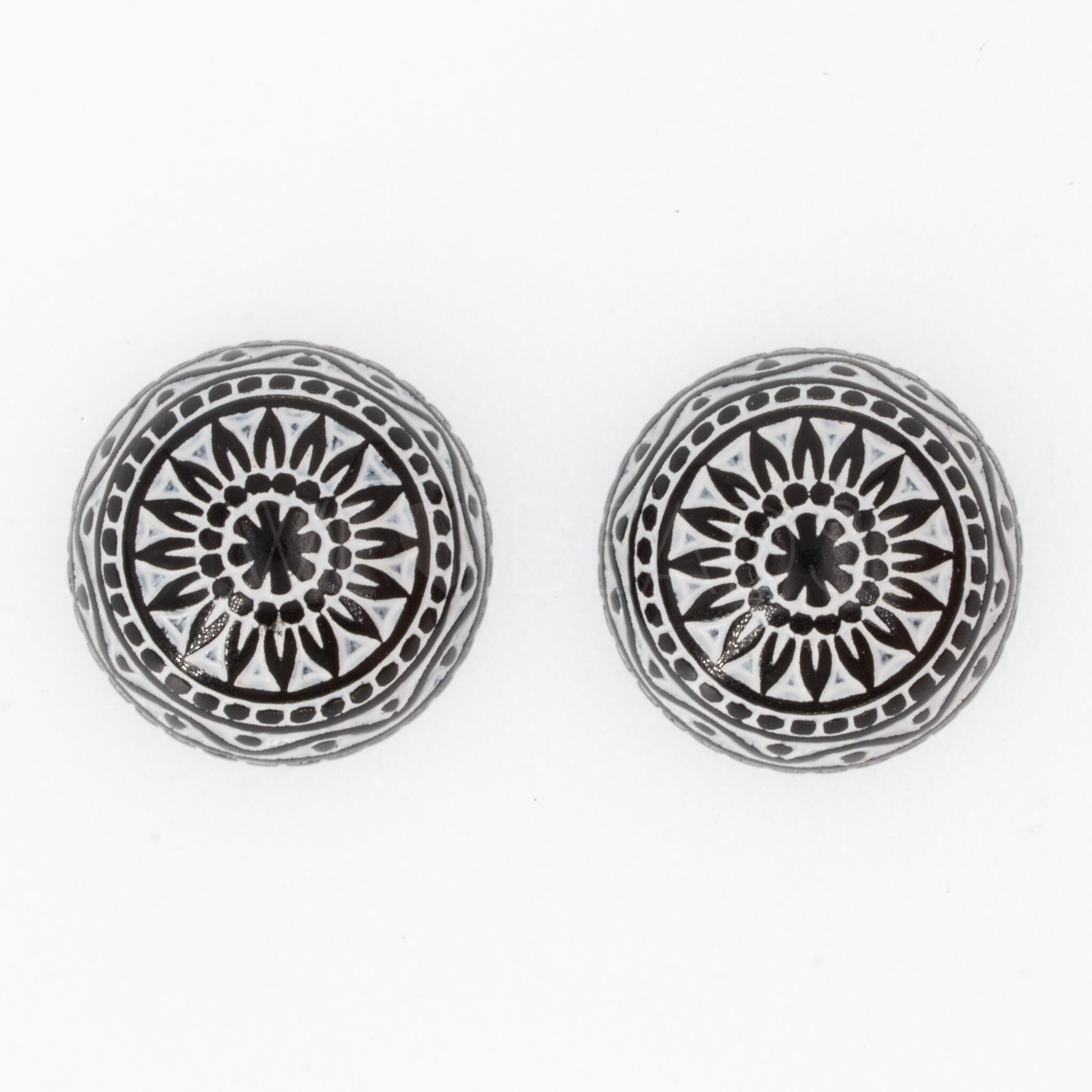 12mm Mosaik  Cabochon Rund in schwarz