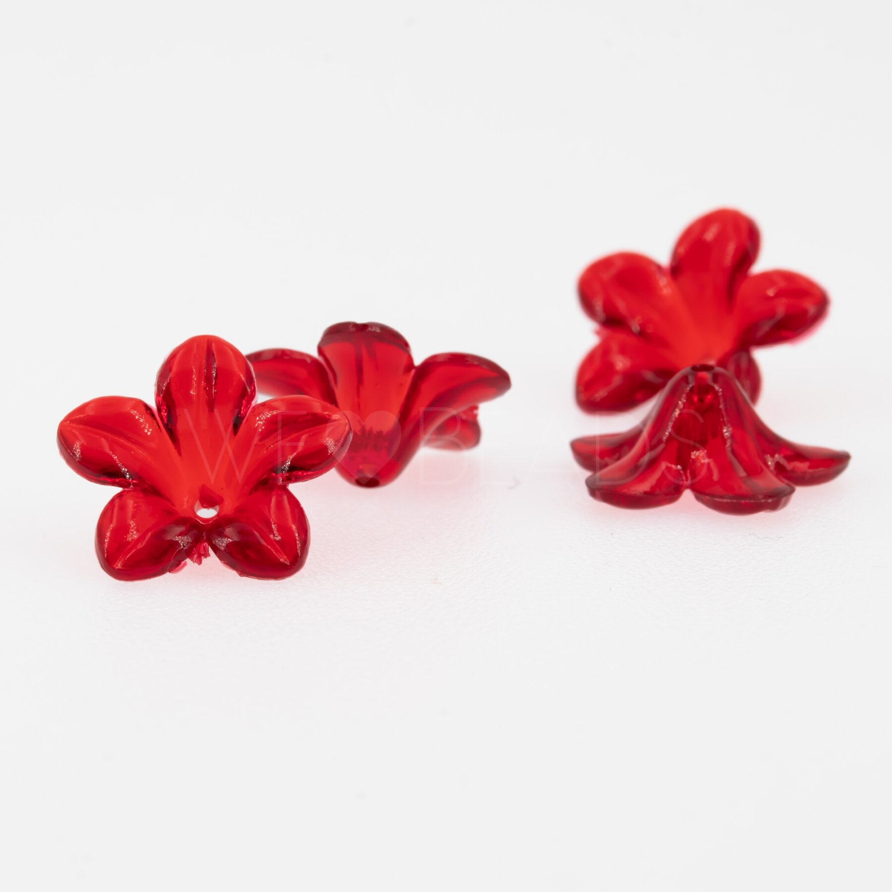 14mm Flower Beads in red