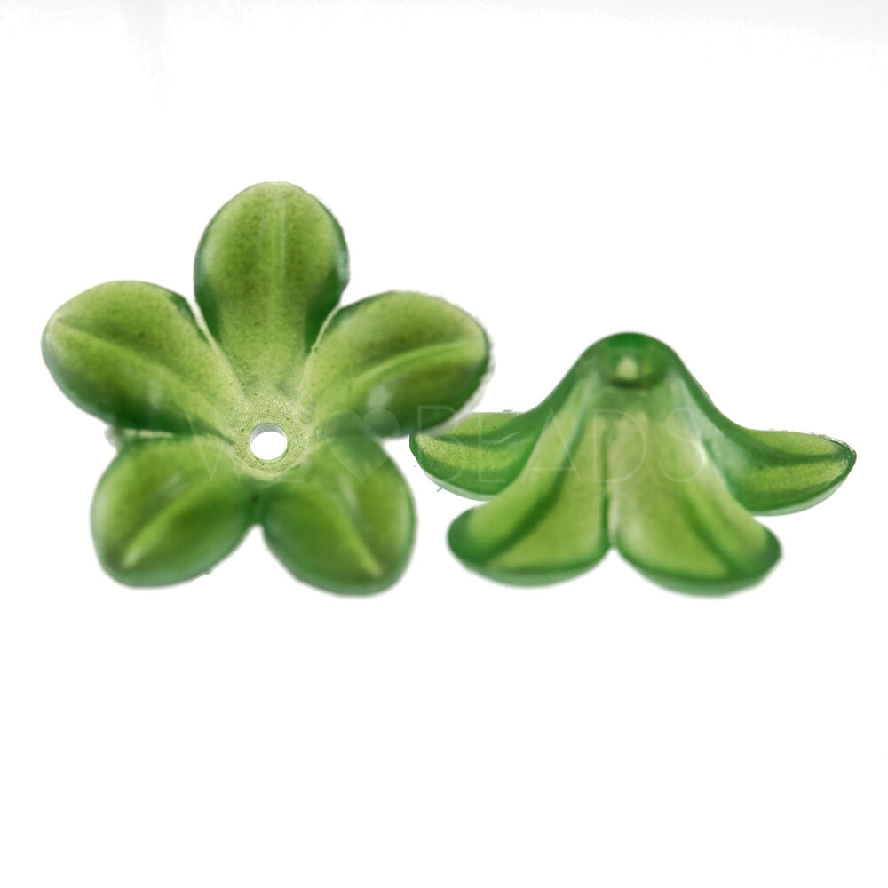 14mm Flower Beads in brilliant green