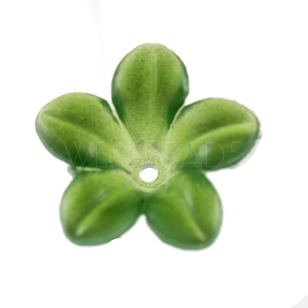 14mm Flower Beads in brilliant green