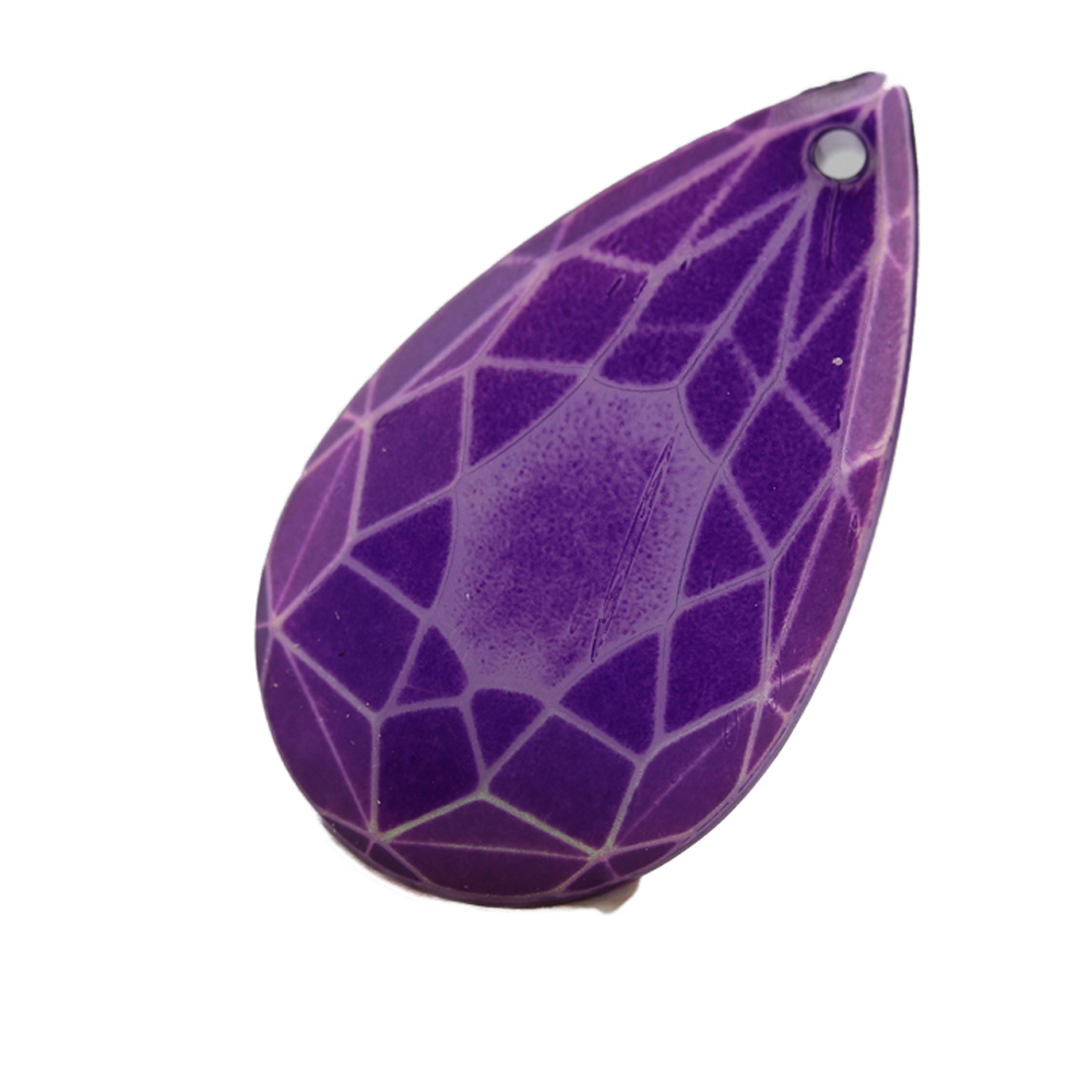 37x22 drop Charm- white AB with violet Silk, Opaque