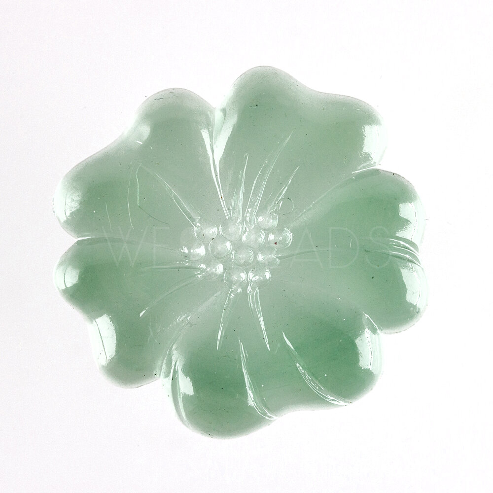49mm Flower Cabochon in light quarz green