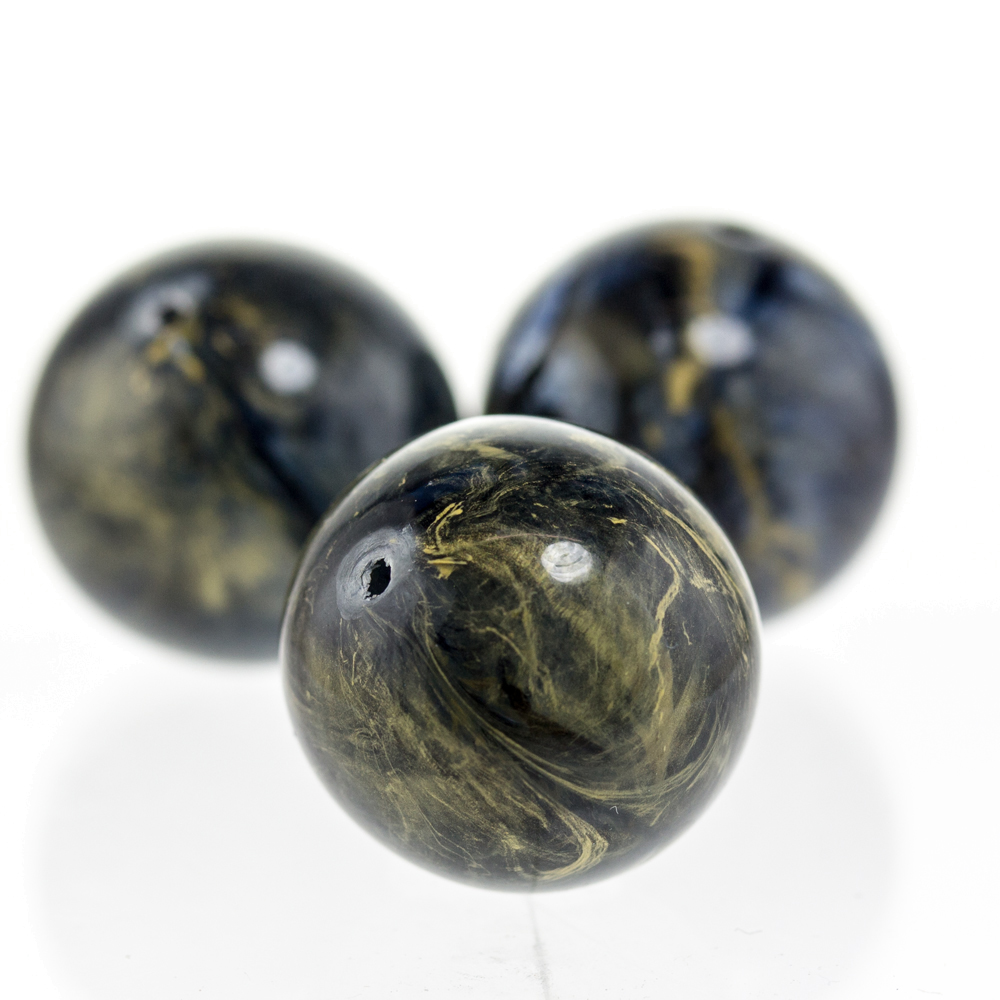 16mm Roundbead in brown yellow Marbled