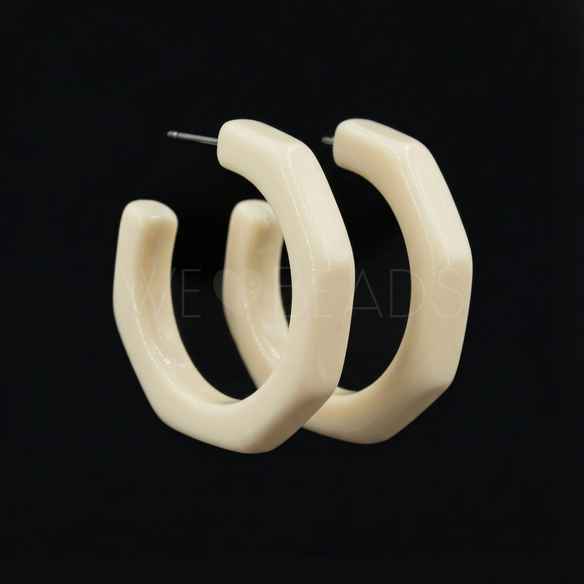 32mm Hexagon Hoop in ivory