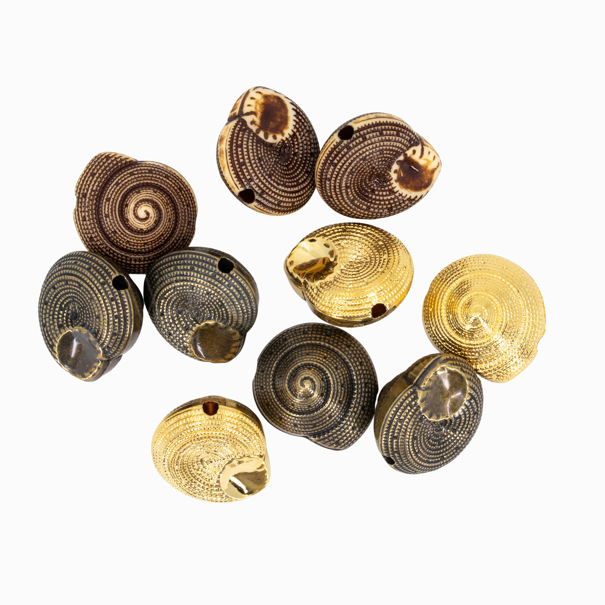 17mm Muschel Perle in Altgold