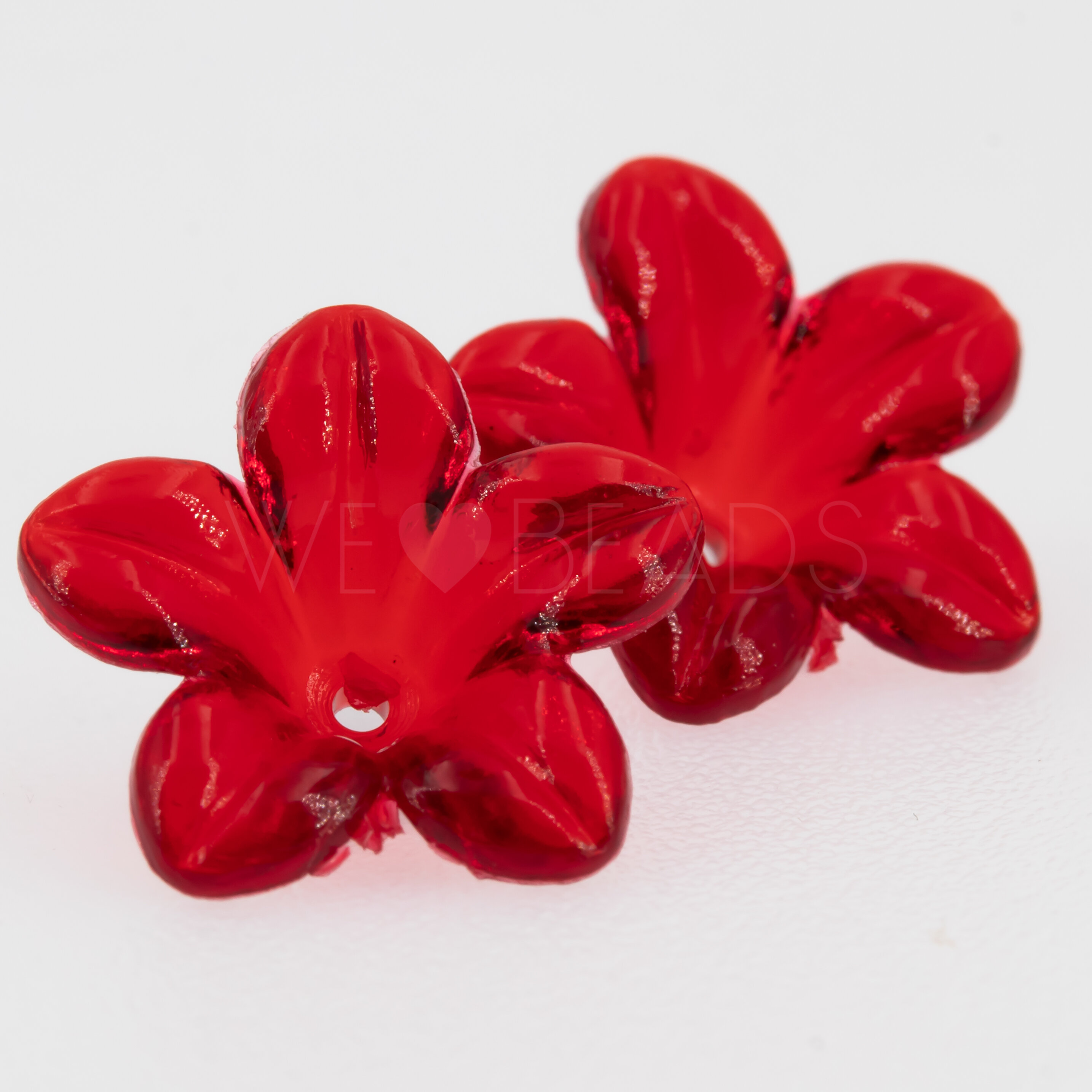 14mm Flower Beads in red