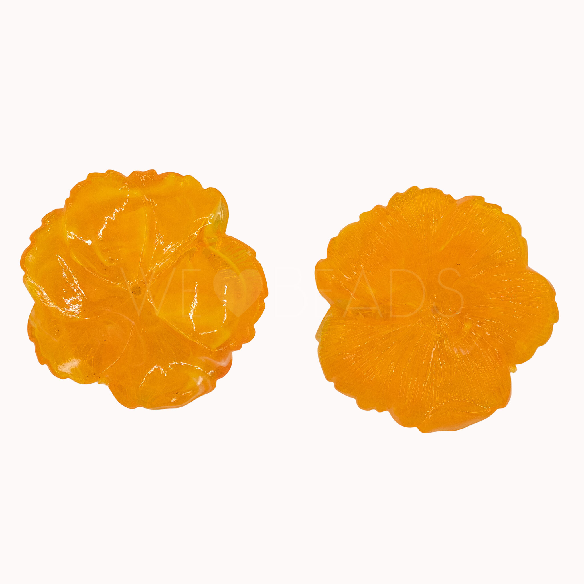 33mm Flower Beads in sun orange