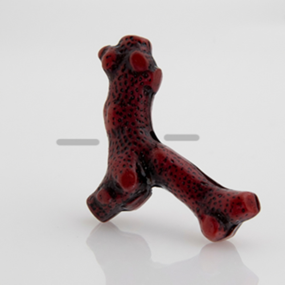 20mm Koralle Perle in blutrot / schwarz