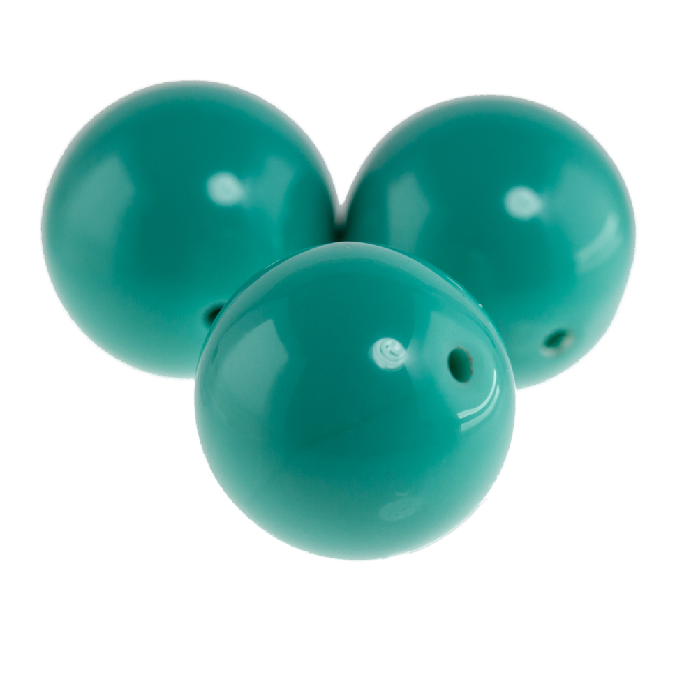 16mm Rundperle in  blautürkis Satt