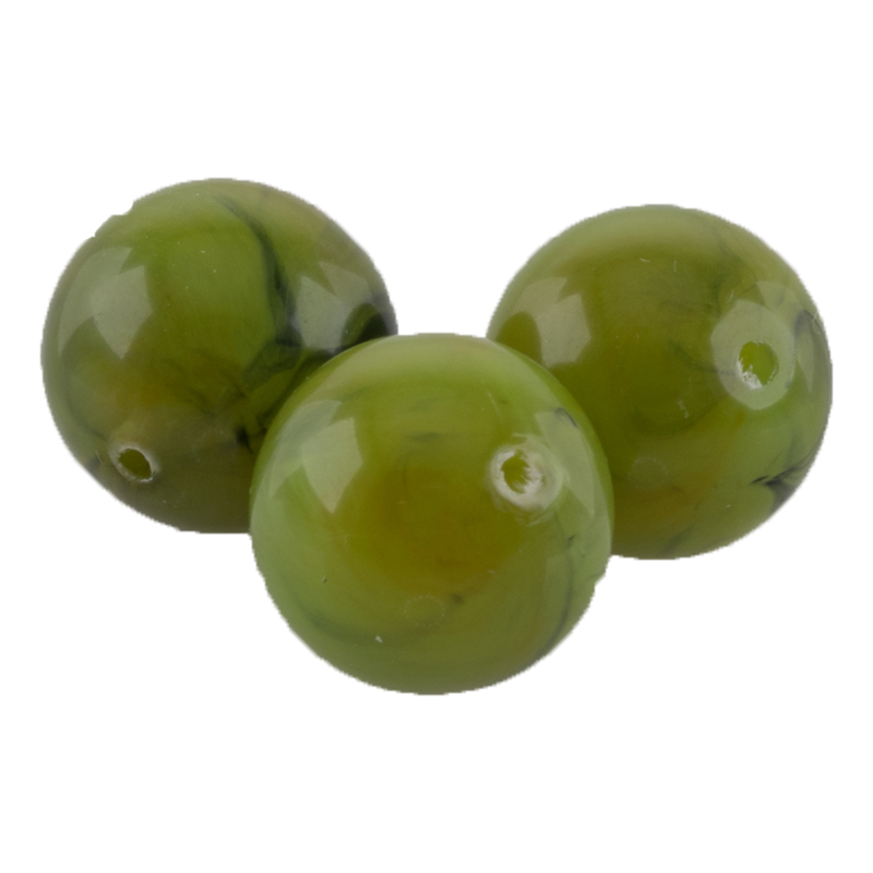 12mm Roundbead in palm green Marbled