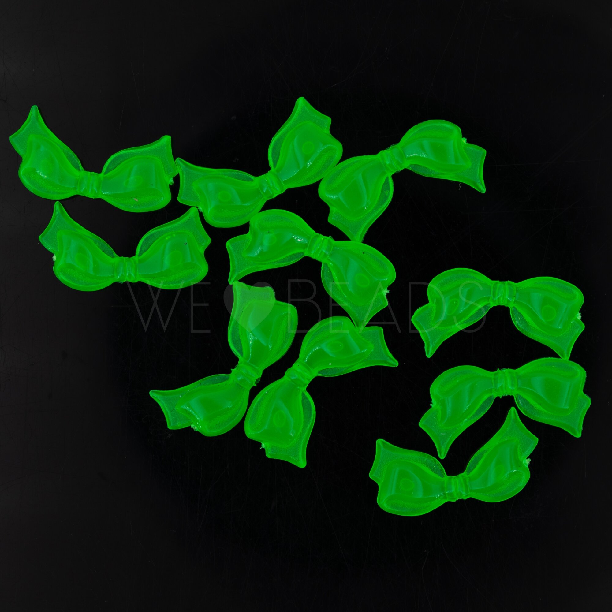 21x10  Ribbon bead - neon grün with bubbles Opal