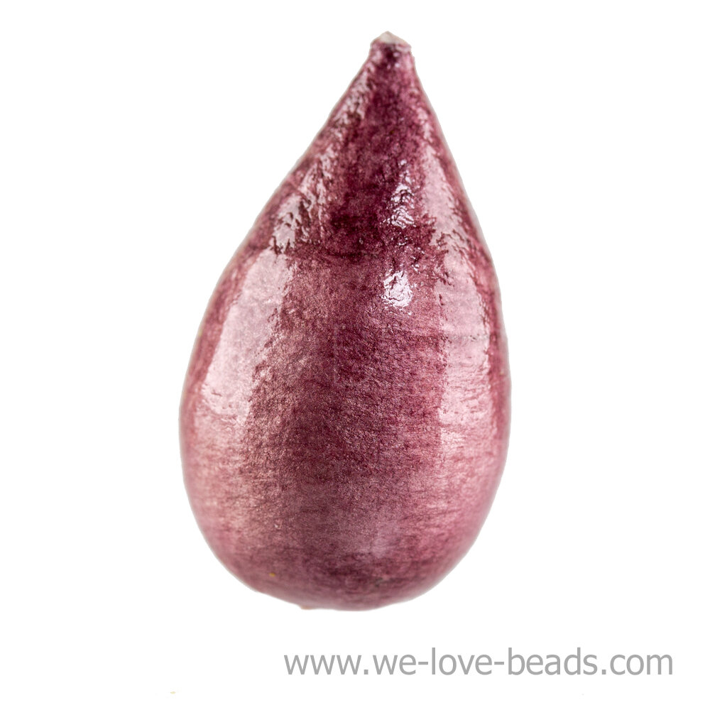 40x23 drop Paper-Mache Bead in malaga red cotton