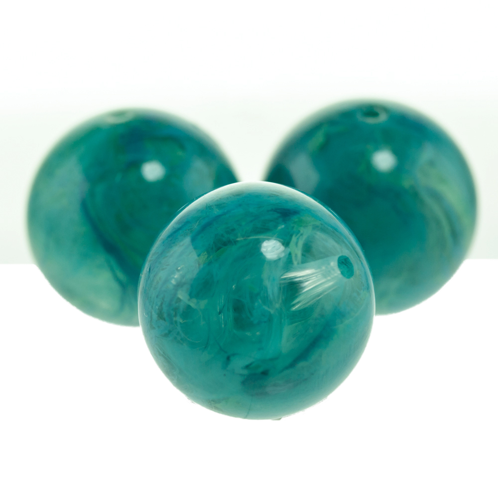 18mm Roundbead in aqua blue Marbled