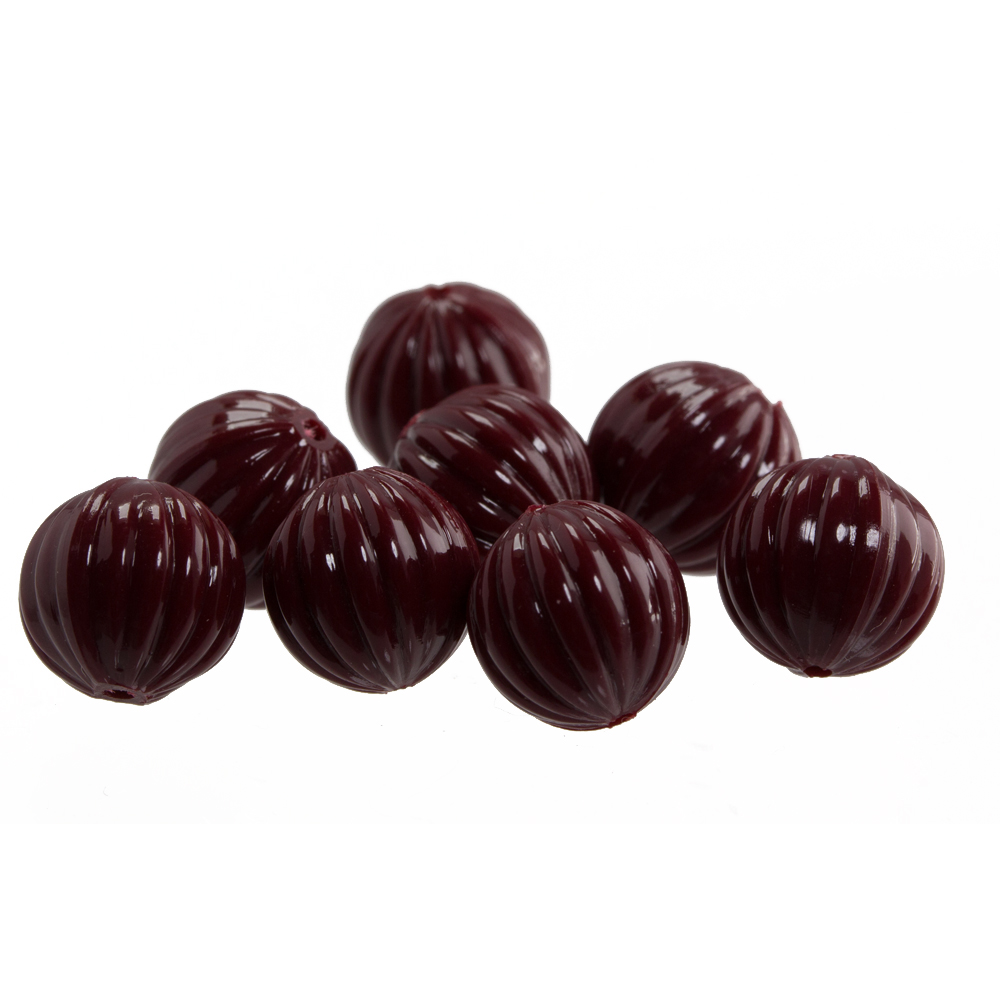 10mm gerillte Rund Perle in blutrot