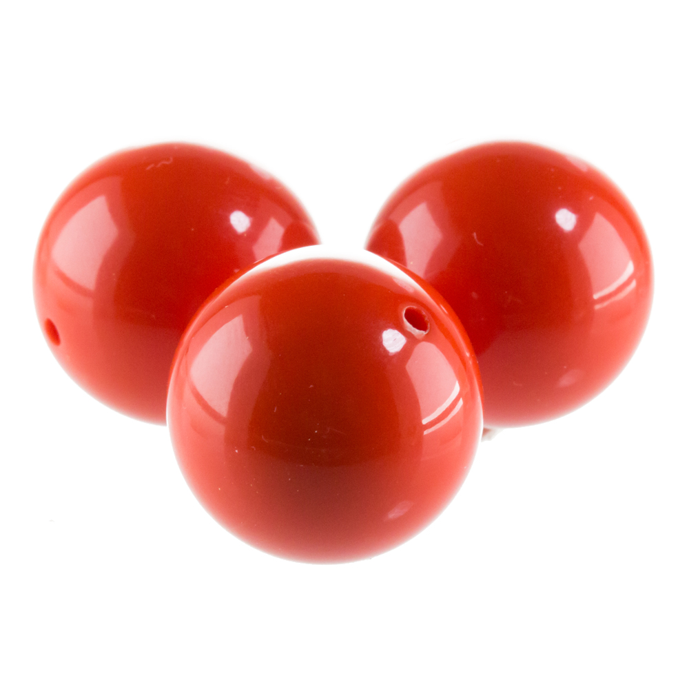 20mm Rundperle in  mohnrot Satt