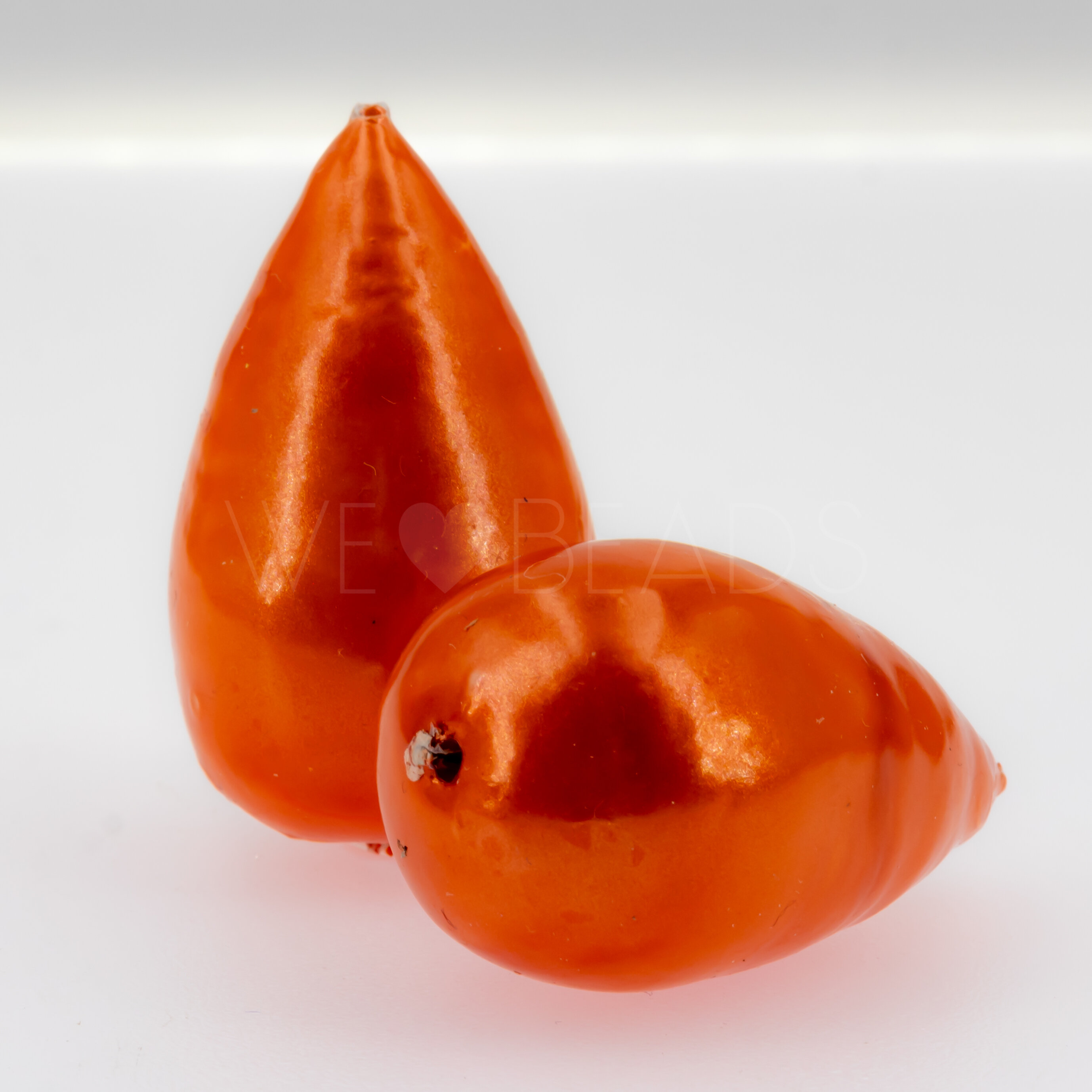 40x23 Paper-Mache Bead Tropfen in aprikosenorange radiant