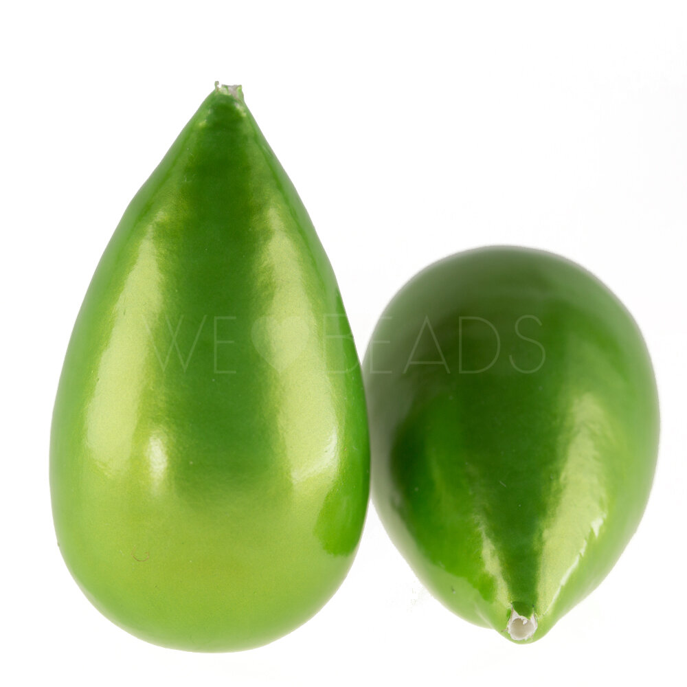 40x23 drop Paper-Mache Bead in greenery