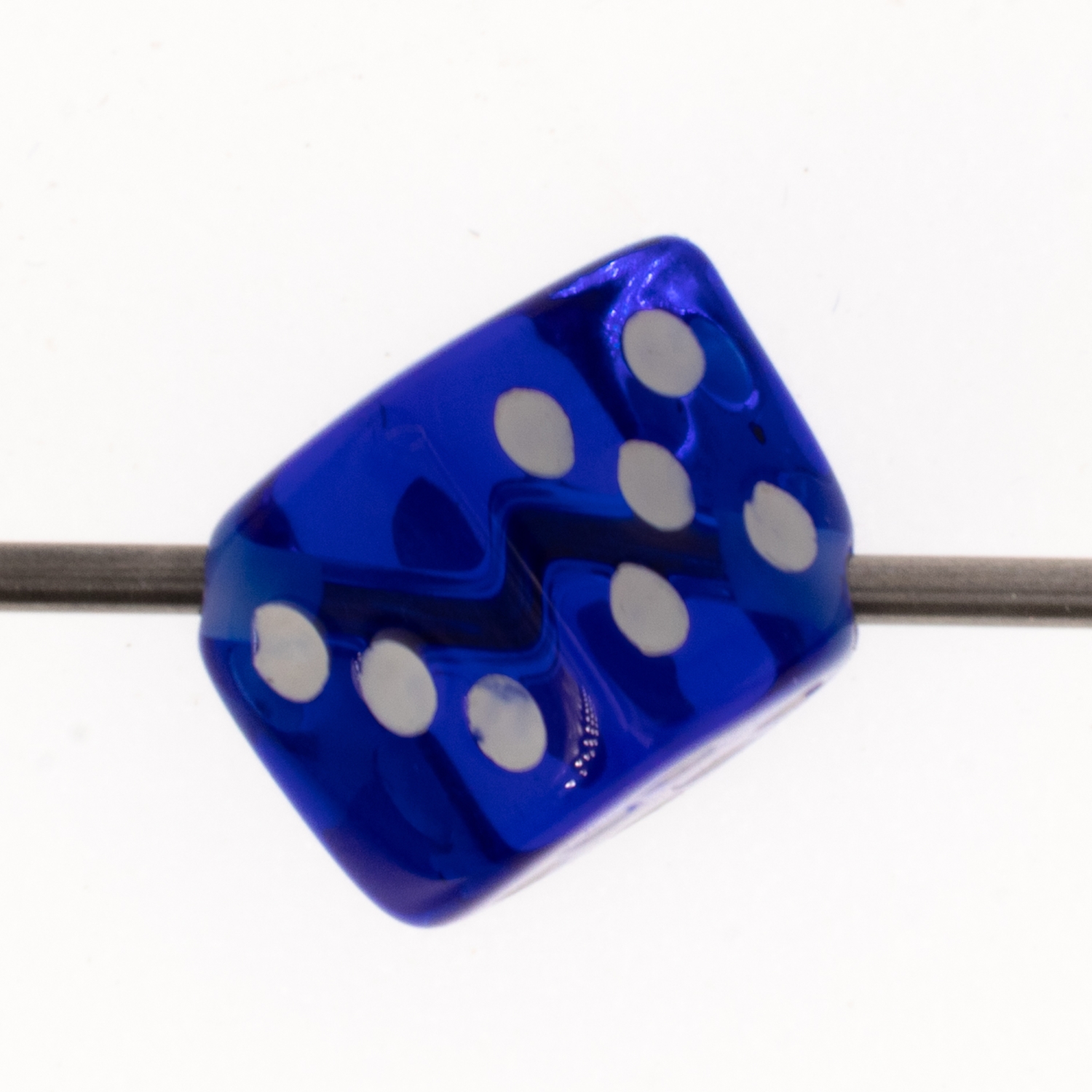  5mm Dice bead - dark blue / white Translucent, in