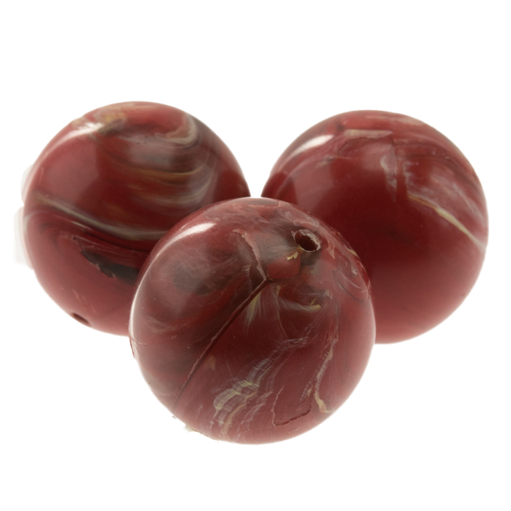 14mm Roundbead in mars red Marbled