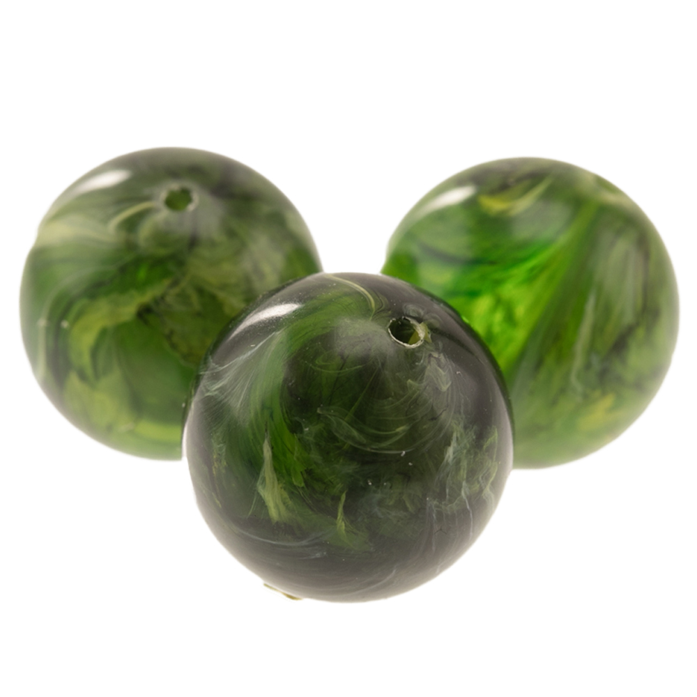 14mm Rundperle in  Achatgrün Marmor
