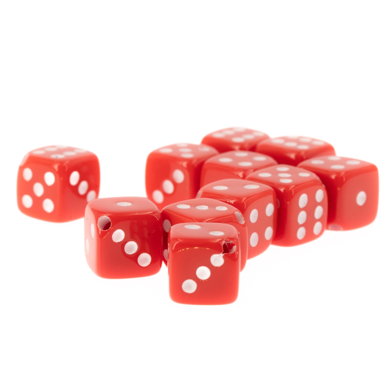 8mm Würfelperle  - rot / weiß  Satt, 