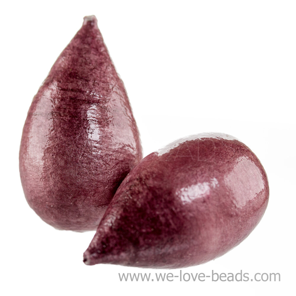 40x23 drop Paper-Mache Bead in malaga red cotton