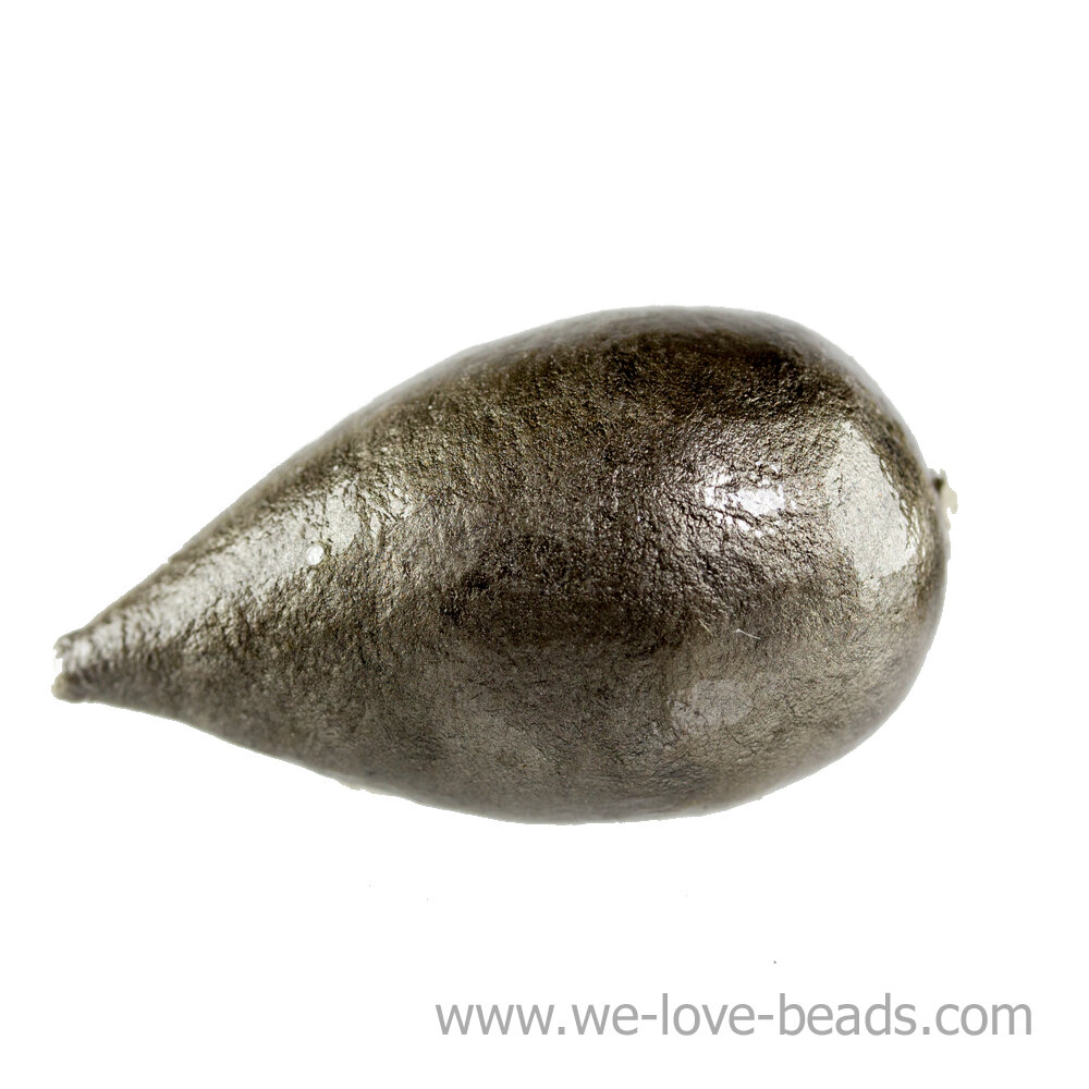 40x23 Paper-Mache Bead Tropfen in moosgrau cotton