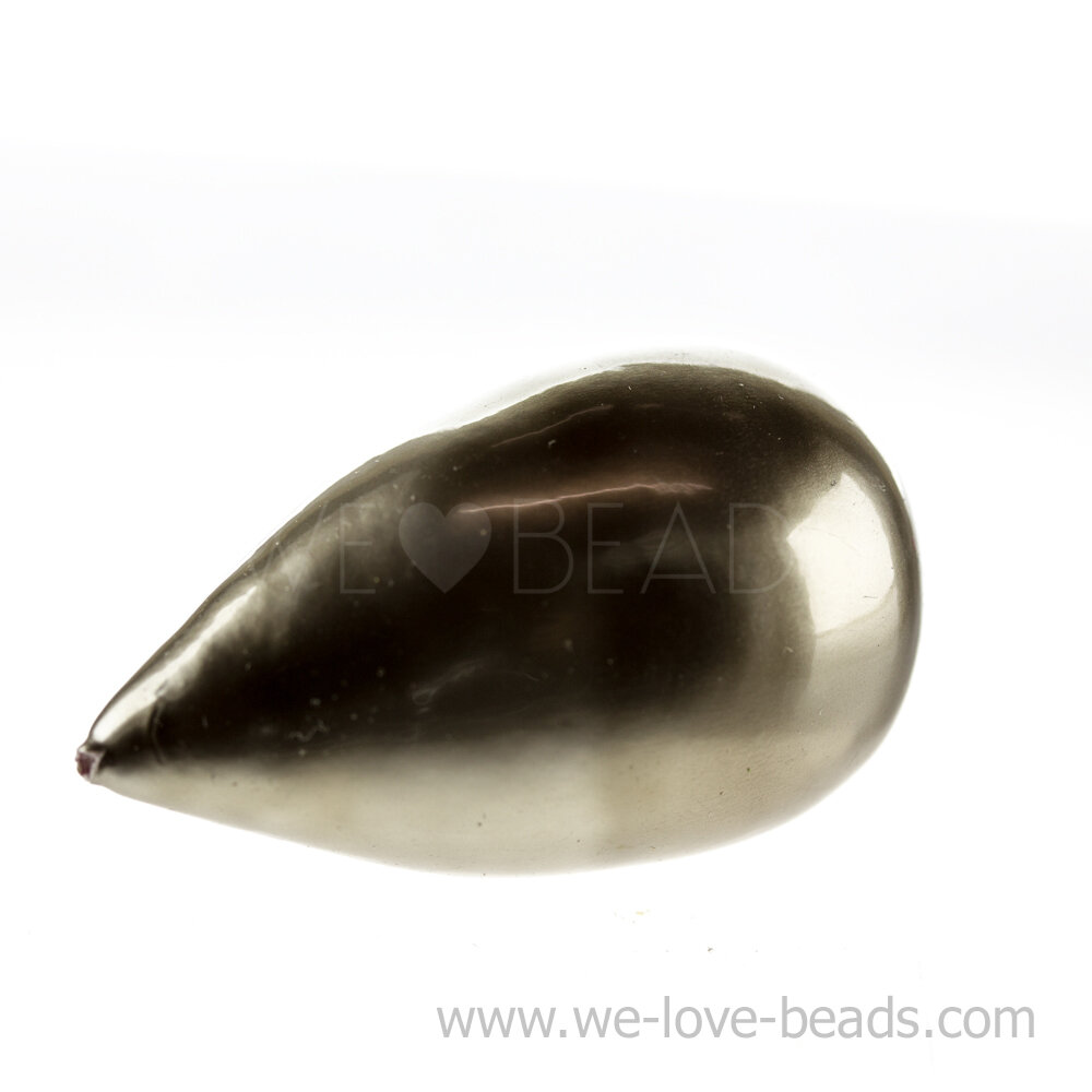 40x23 Paper-Mache Bead Tropfen in beige metallic