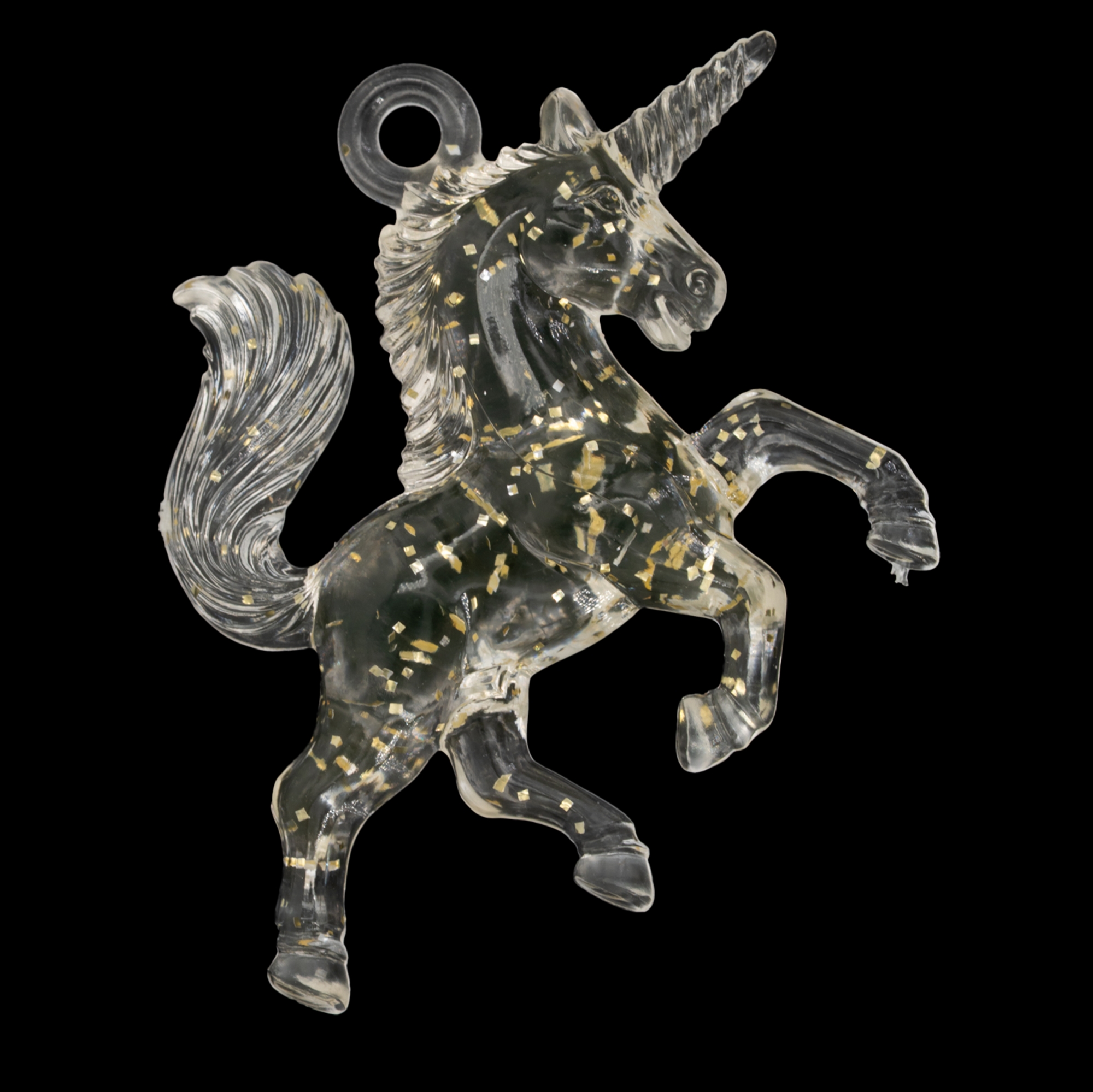 45x36 Einhorn Anhänger in kristall gold flitter 