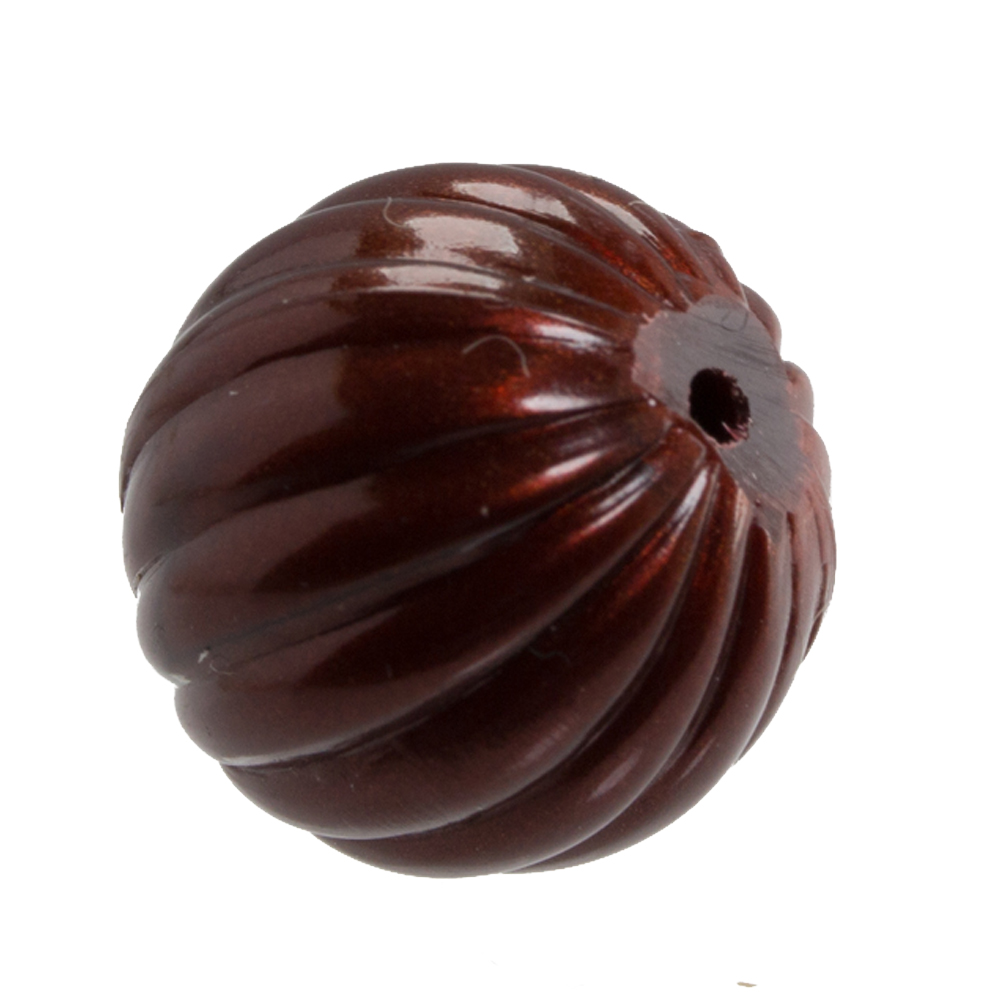 14mm grooved Round  Beads in marsala red