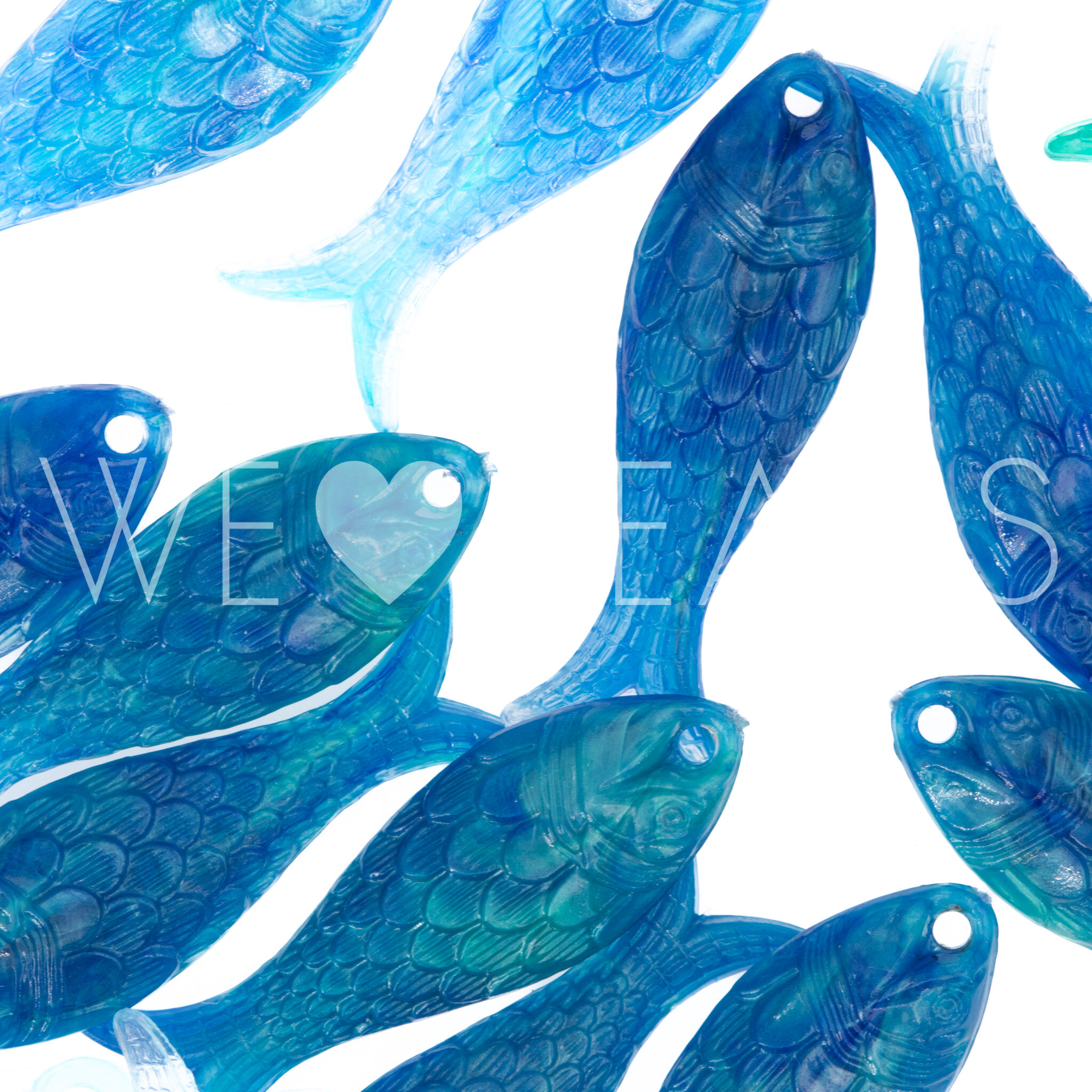 27x9 Fisch Charm in Ocean Blue Marbled