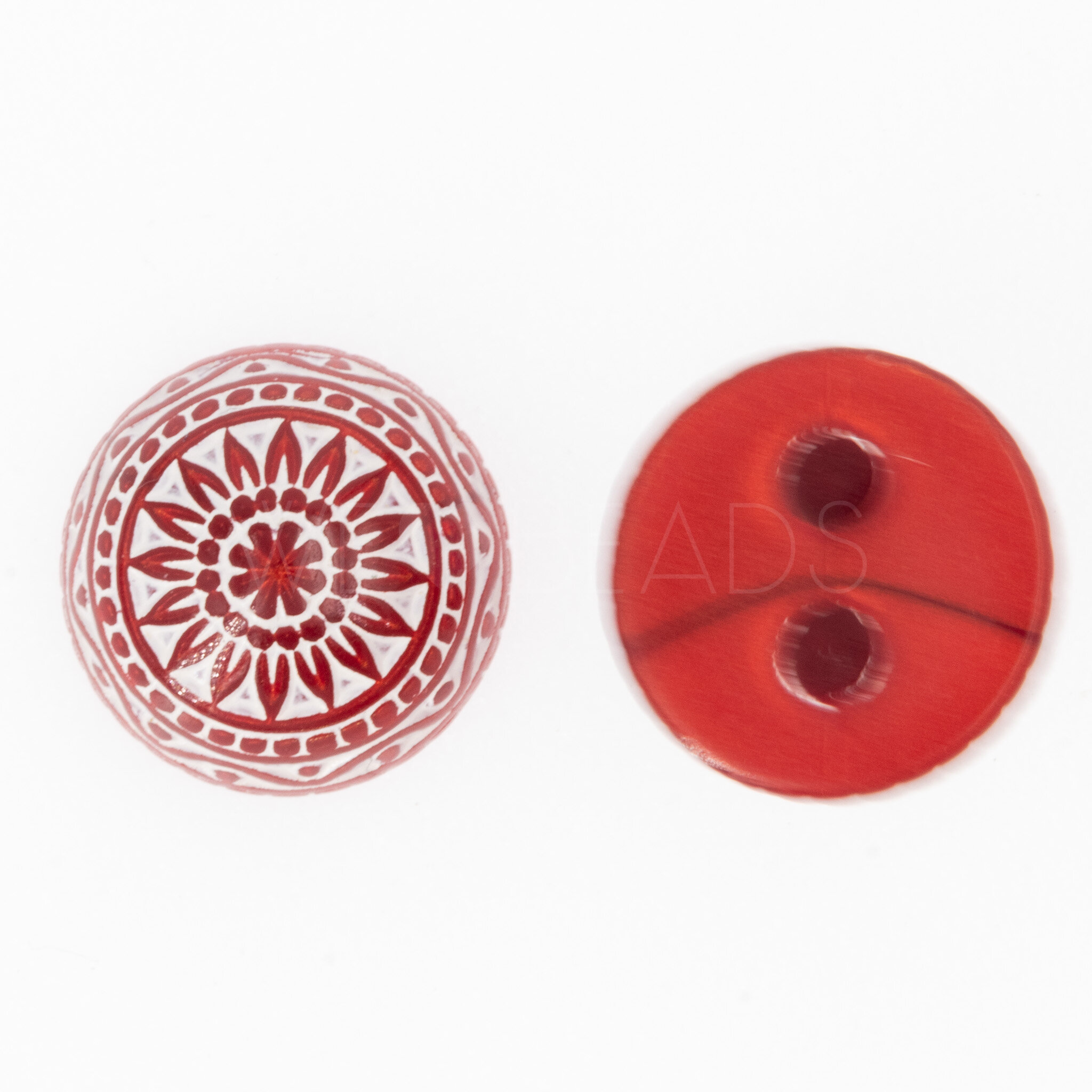 12mm Mosaik  Cabochon Rund in rot / weiss