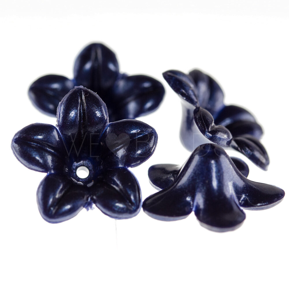 14mm Flower Beads in cobalt blue