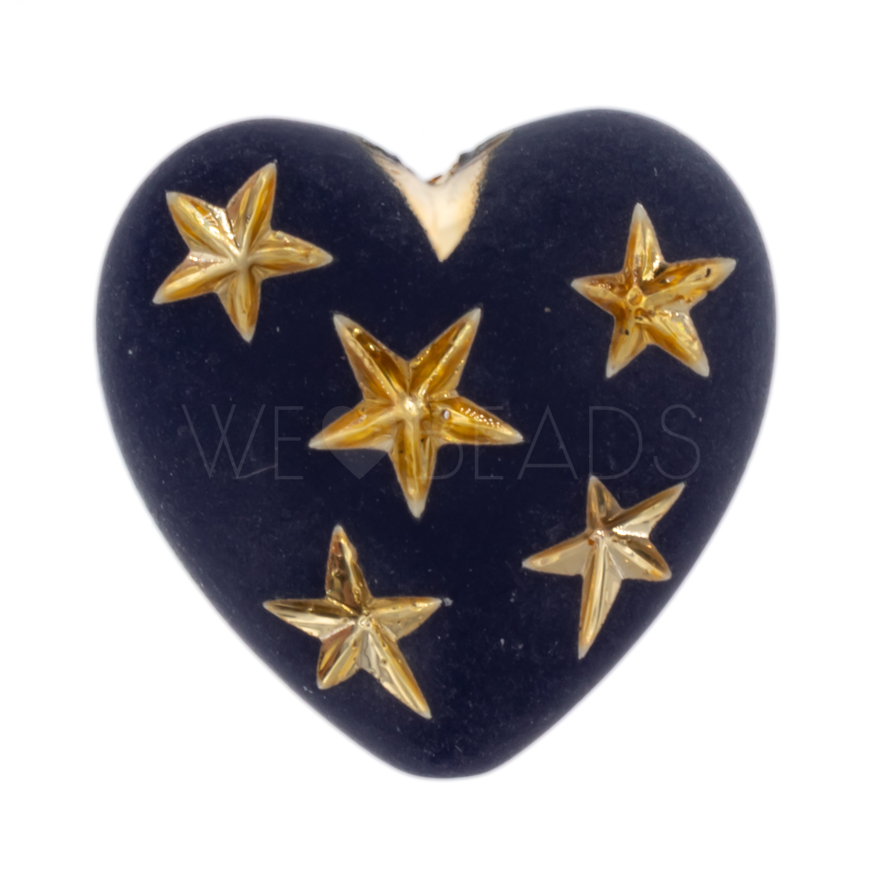 14mm Herz-Perle in stahlblau - gold Satt, Matt, 2-Farbig