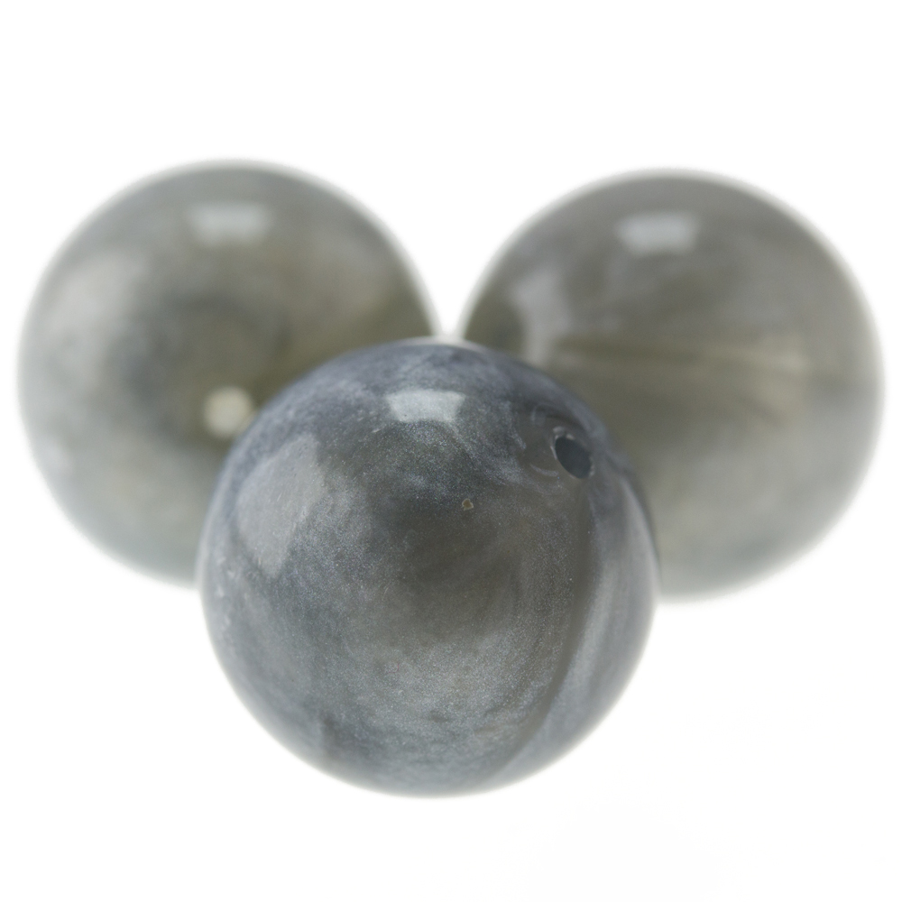 10mm Roundbead in chromesilver grey Marbled